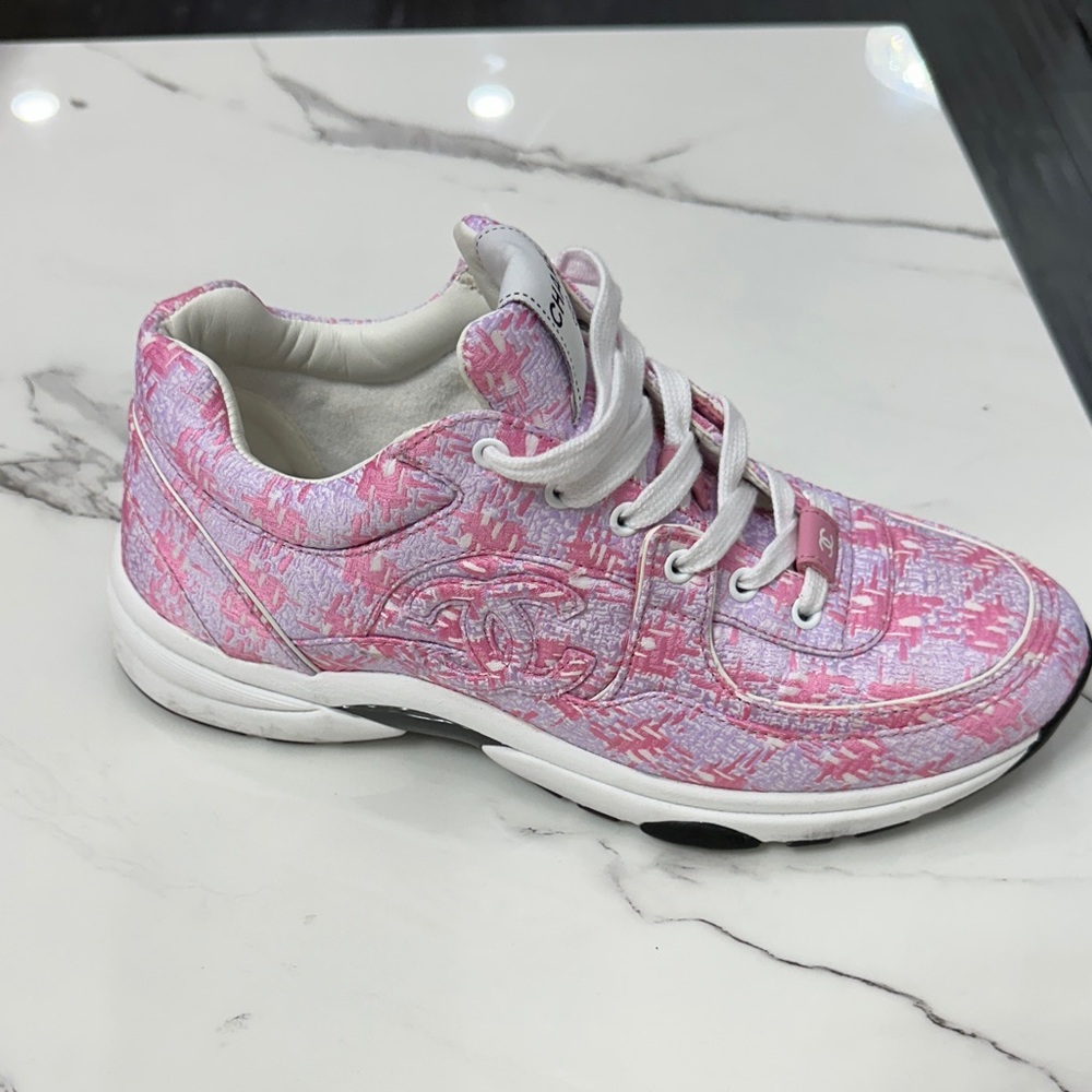 CHANEL Pink and White Women's Sneakers